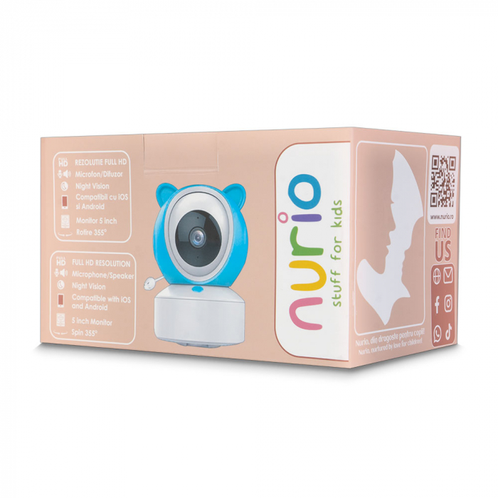 Camera Smart WIFI HD, cu Monitor, Aplicatie si Supraveghere 355° - Nurio [8]