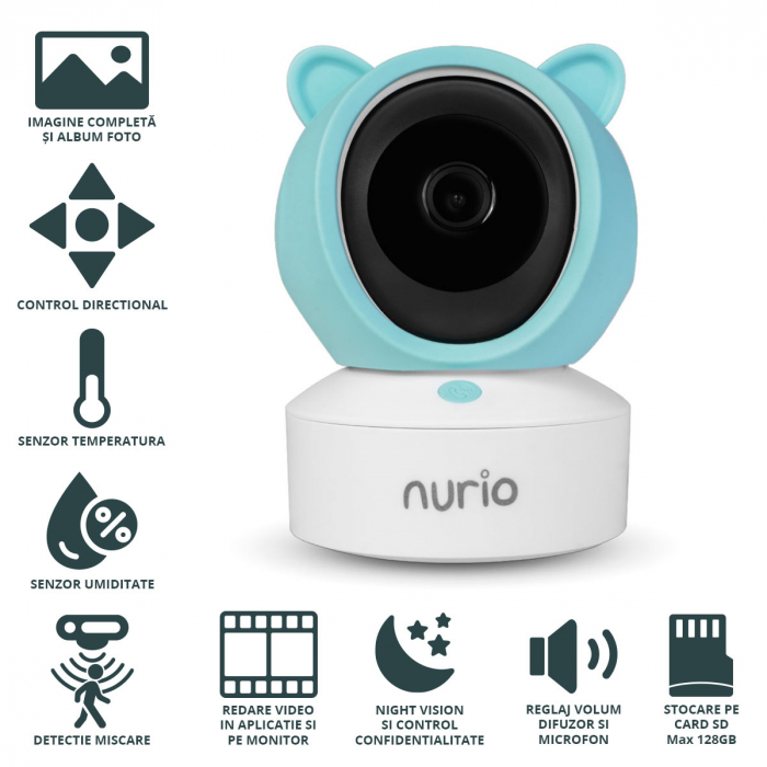 Camera Smart WIFI HD, cu Monitor, Aplicatie si Supraveghere 355° - Nurio [4]