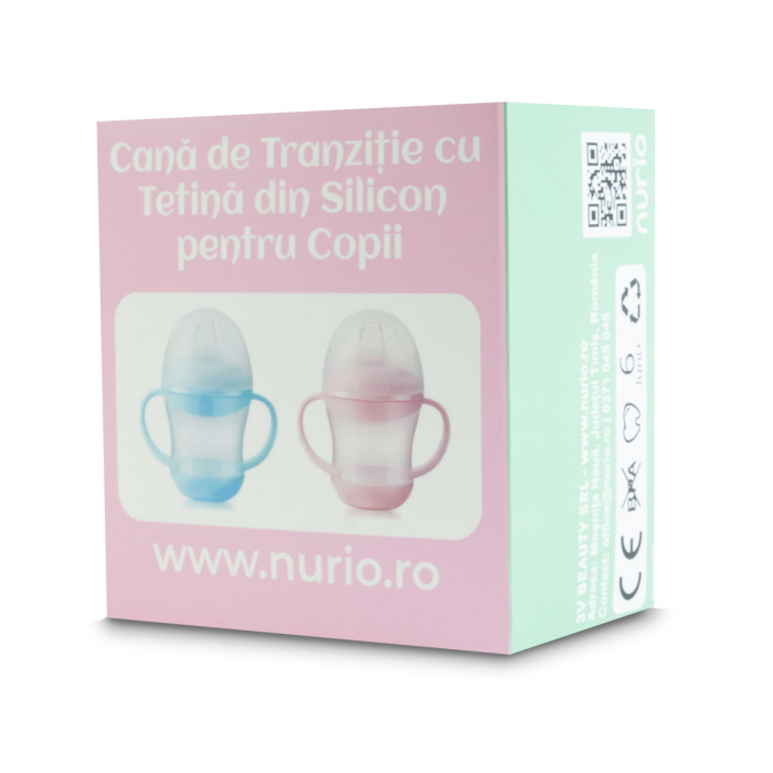 Cana de Tranzitie cu Tetina din Silicon pentru Copii - Roz [4]