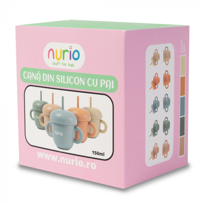 Cana din Silicon cu Pai - Albastru/Gri [5]