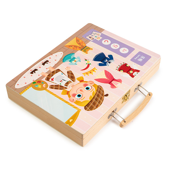 Gentuta din Lemn cu Carduri si Puzzle Magnetic - Tinute Vestimentare Montessori [2]
