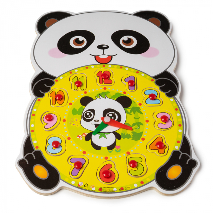 Ceas din Lemn tip Puzzle - Ursulet Panda - Nurio