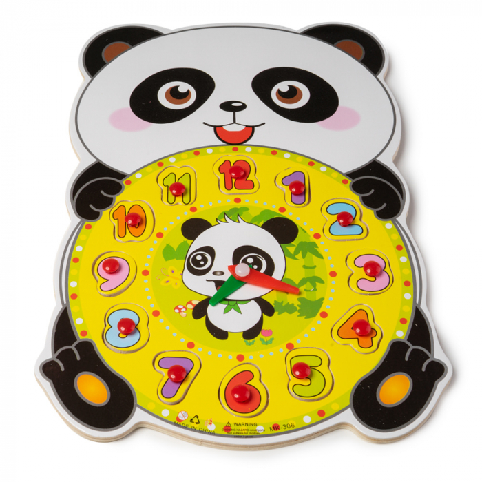 Ceas din Lemn tip Puzzle - Ursulet Panda - RESIGILAT