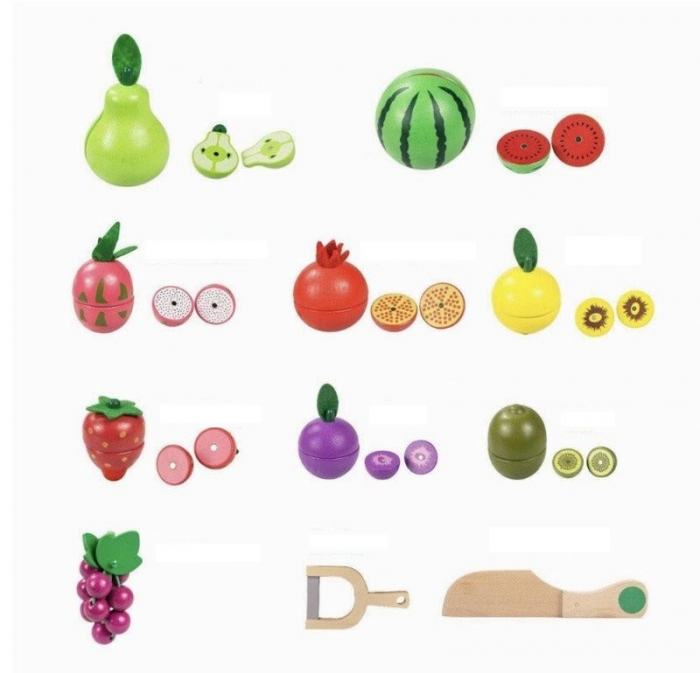Cos cu Fructe din Lemn - 12 Piese [3]