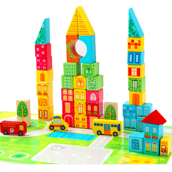 Cuburi Constructie din Lemn Transport Municipal - 100 piese [2]