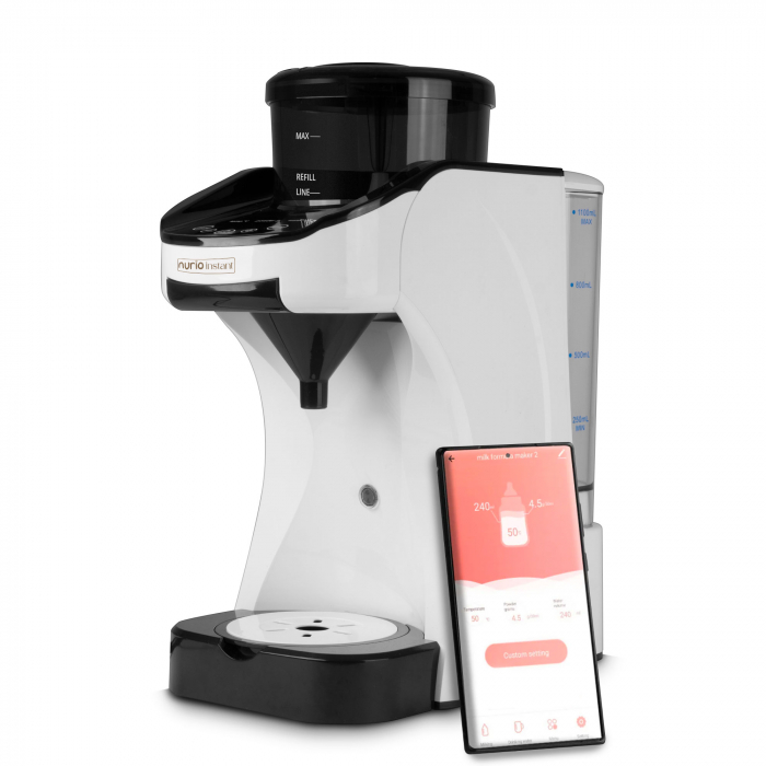 Espressor Lapte Praf Nurio Instant cu Aplicatie Mobila , Functie de Apa Calda si Autocuratare la 90