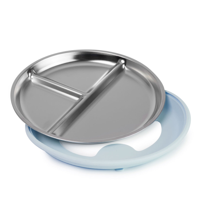 Farfurie compartimentata din inox cu protectie din silicon Nurio - Albastru [2]