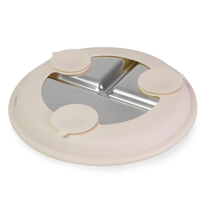 Farfurie compartimentata din inox cu protectie din silicon Nurio - Bej [3]