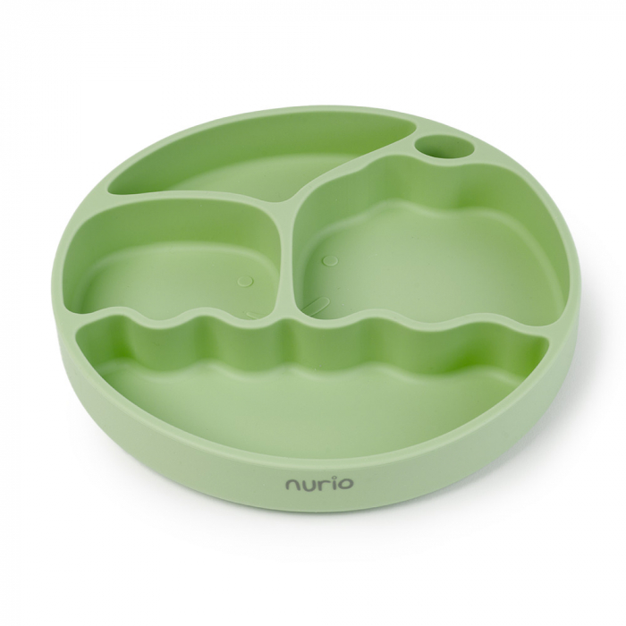 Farfurie din Silicon cu Pai pentru Copii - Verde [3]