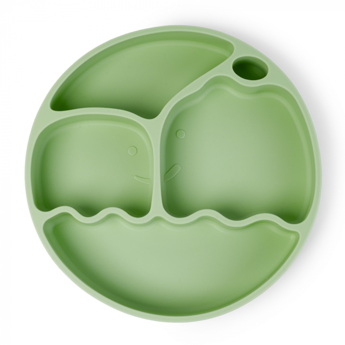 Farfurie din Silicon cu Pai pentru Copii - Verde [2]