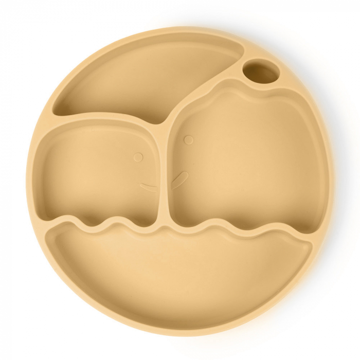 Farfurie din Silicon cu Pai pentru Copii - Galben [3]