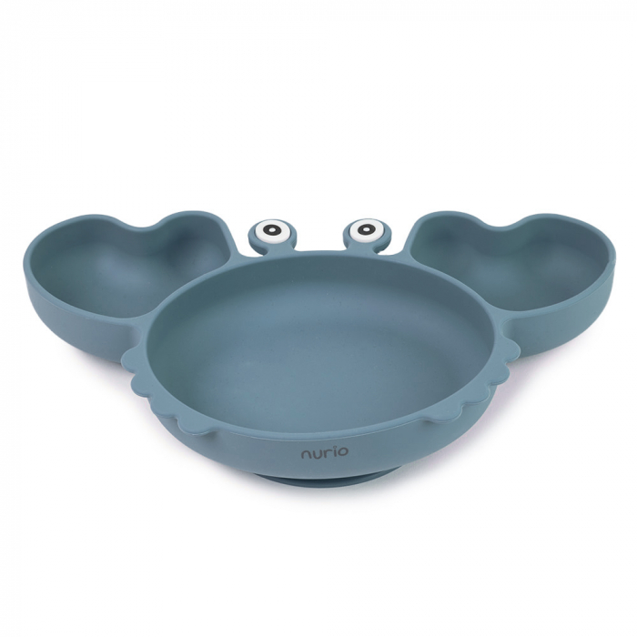 Farfurie din Silicon pentru Copii - Crab Gri/Albastru [3]
