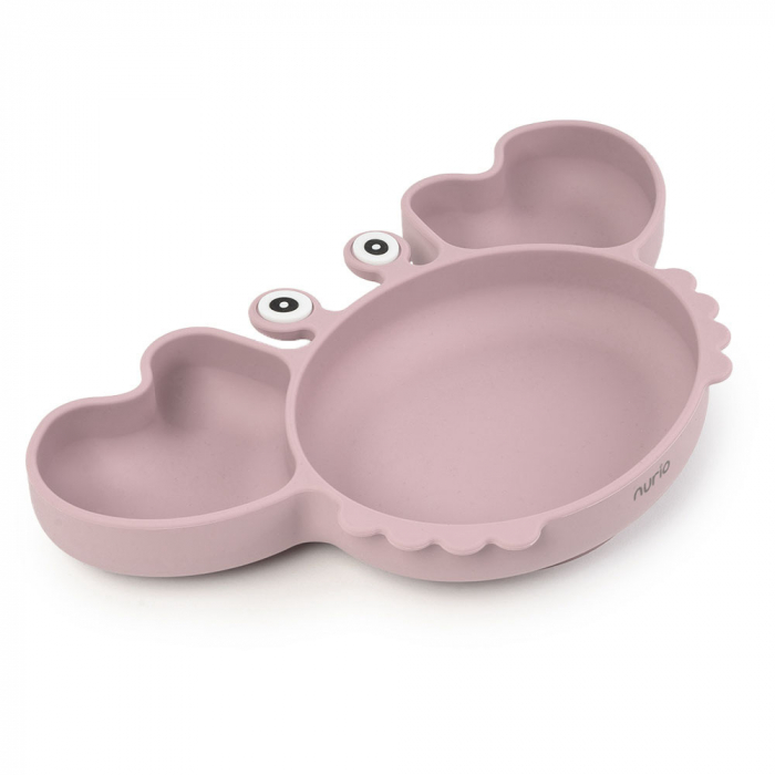 Farfurie din Silicon pentru Copii - Crab Roz Pudra [3]