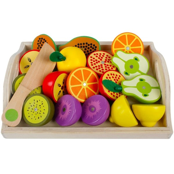 Fructe din Lemn in Tavita - 11 Piese Montessori [4]