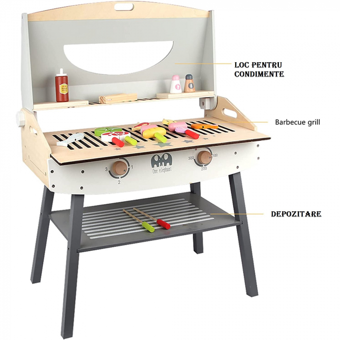 Gratar de Jucarie din Lemn Copii Barbecue - Grill de Jucarie [5]