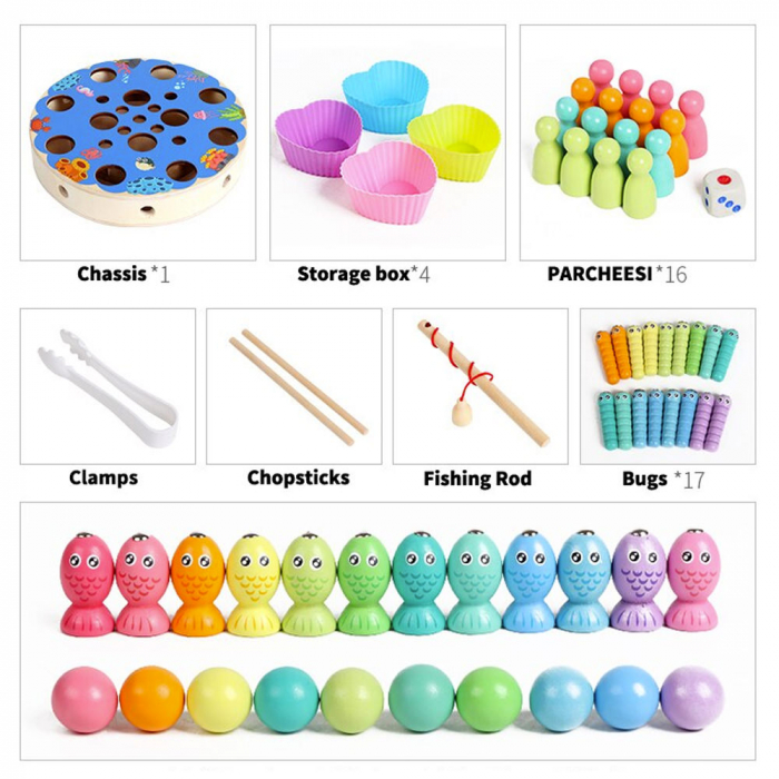 Joc din Lemn 4 in 1 de Pescuit Magnetic [4]