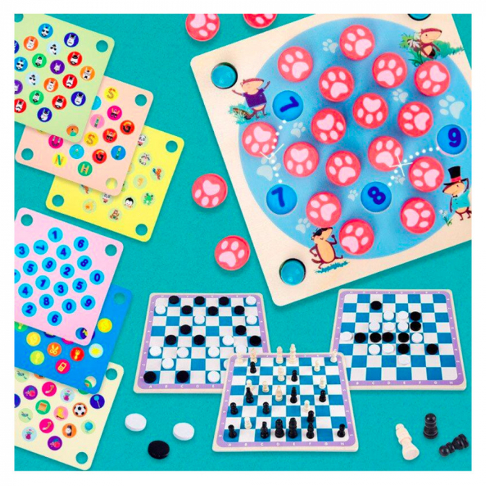 Joc din Lemn 4 in 1 "Multifunctional Memory Chess" [2]