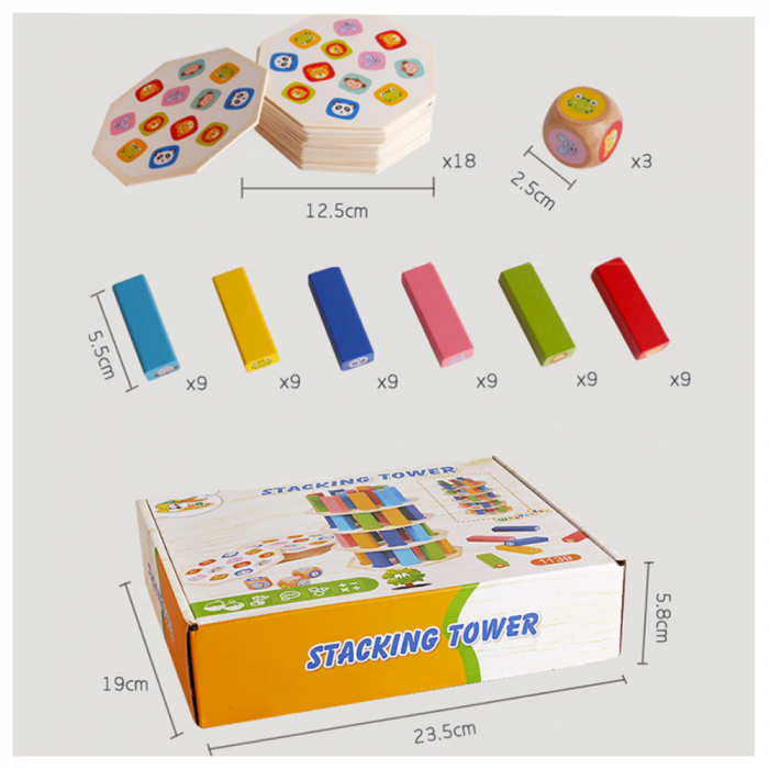 Joc Montessori din Lemn Multifunctional 5 in 1 -''Stacking Tower" [4]