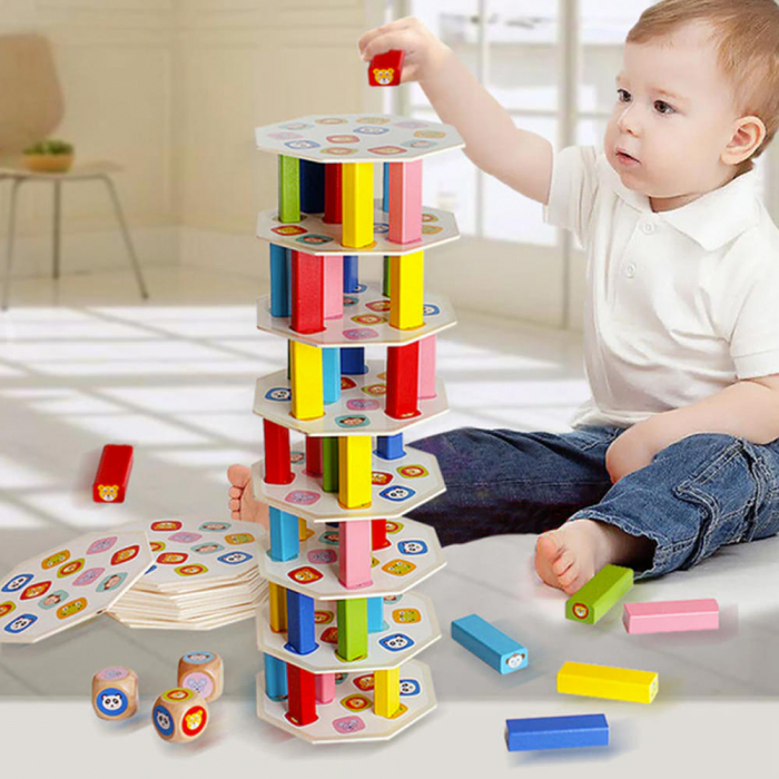 Joc Montessori din Lemn Multifunctional 5 in 1 -''Stacking Tower" [3]