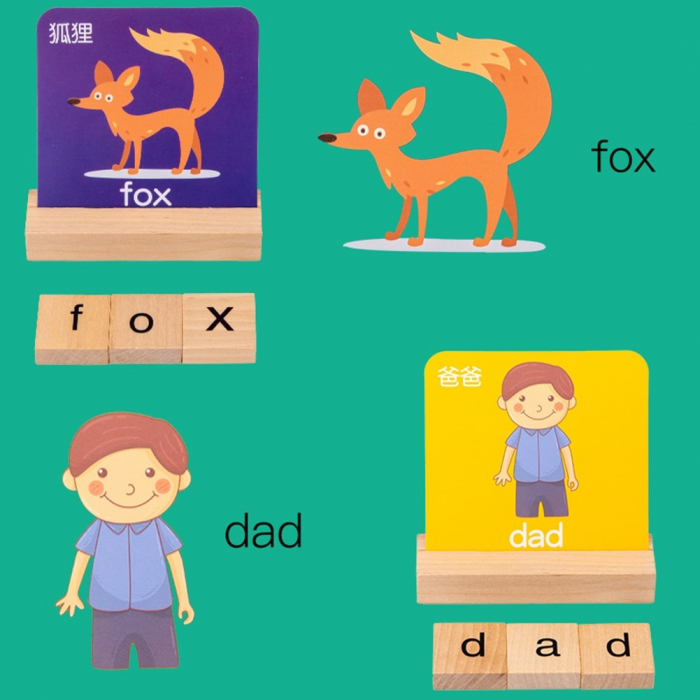 Joc Tip Puzzle din Lemn cu Carduri si Litere Montessori [10]