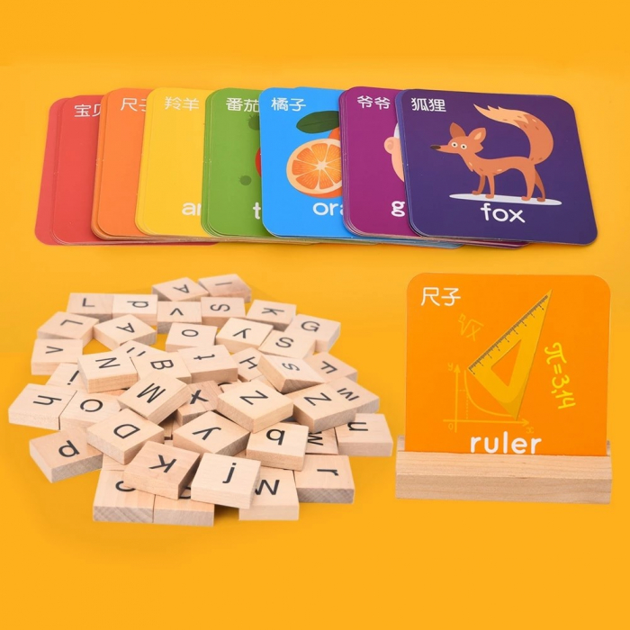 Joc Tip Puzzle din Lemn cu Carduri si Litere Montessori [4]