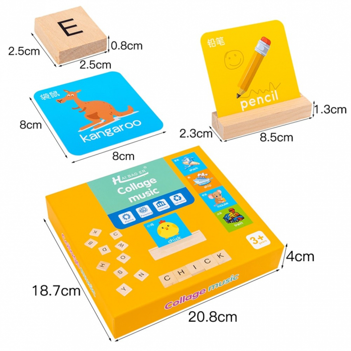 Joc Tip Puzzle din Lemn cu Carduri si Litere Montessori [5]