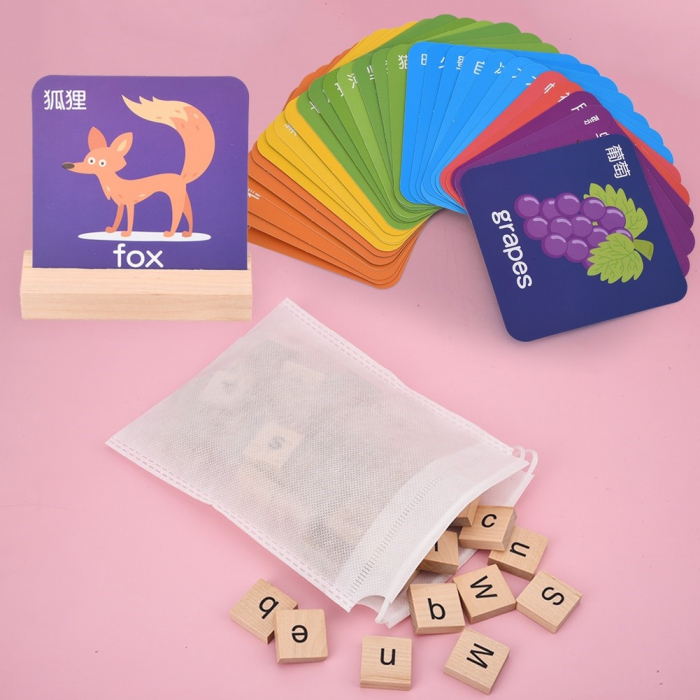 Joc Tip Puzzle din Lemn cu Carduri si Litere Montessori [8]