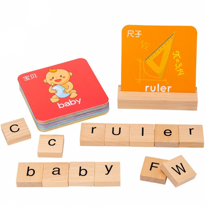 Joc Tip Puzzle din Lemn cu Carduri si Litere Montessori [9]