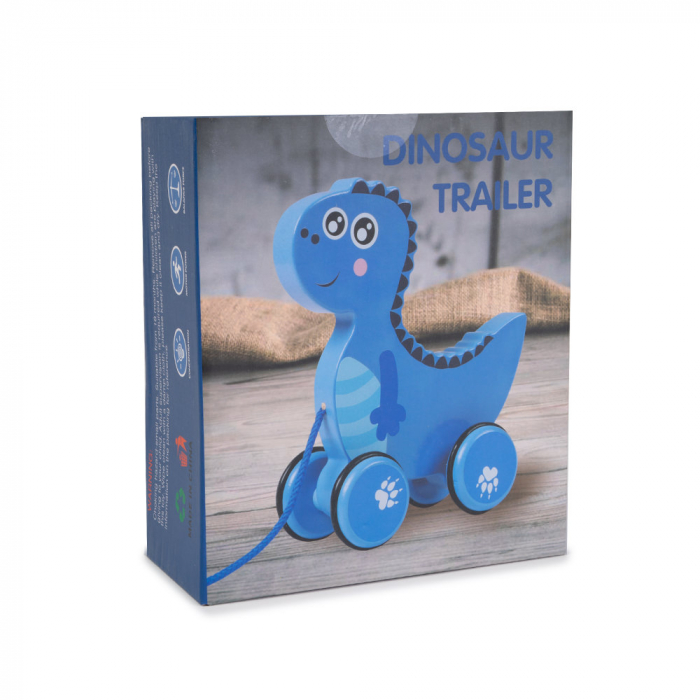 Jucarie de Tras din Lemn cu Roti - Dinozaur [4]