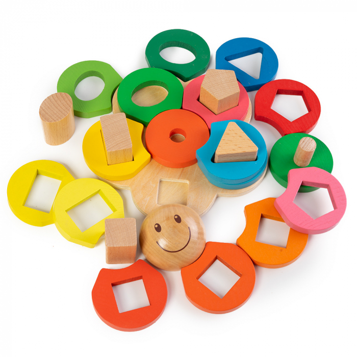 Jucarie din lemn - potrivire si stivuire 5 forme geometrice - floare - Nurio [2]