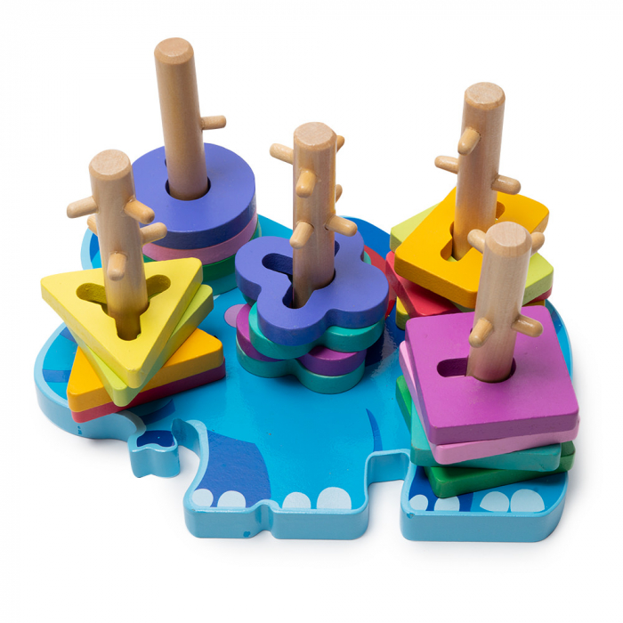 Jucarie din lemn - potrivire si stivuire 5 forme Montessori [1]