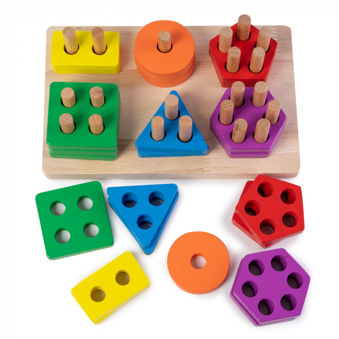 Jucarie din Lemn - Potrivire si Stivuire 6 Forme Geometrice Montessori [2]