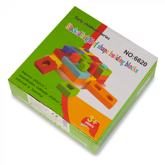 Jucarie din Lemn tip Montessori- Potrivire si Stivuire Blocuri de Constructie [3]