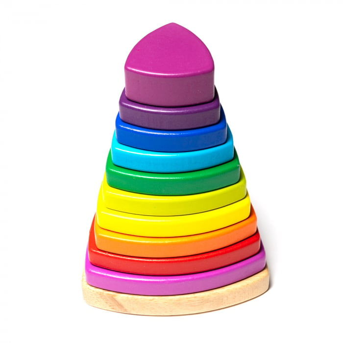 Jucarie din lemn - turn pentru stivuit - culorile curcubeului [1]