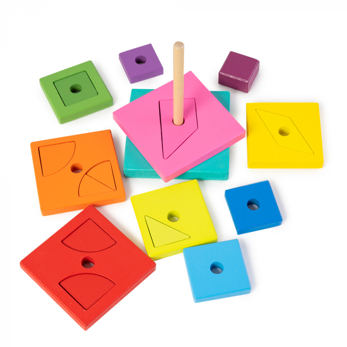 Jucarie din Lemn - Turn pentru Stivuit - Tangram [3]