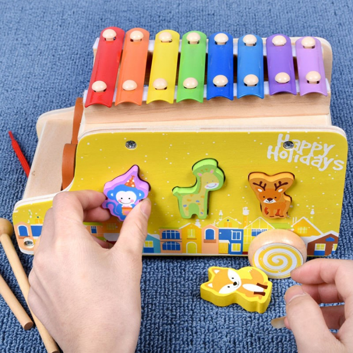 Jucarie Educationala din Lemn Xilofon - Jucarie de Tras si Sortat Montessori [3]