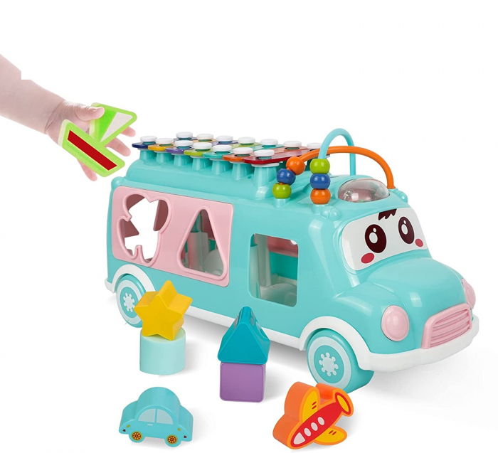 Jucarie pentru Sortare si Xilofon - Autobuz Verde [7]