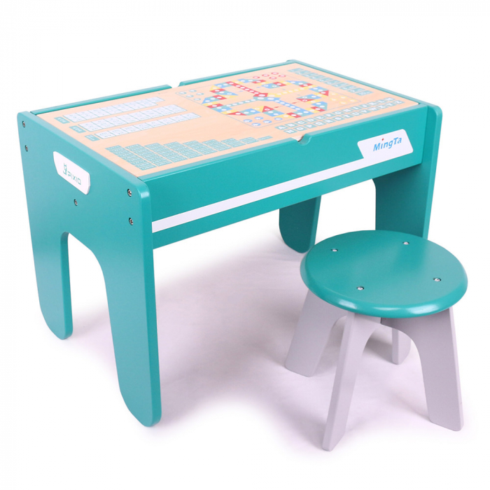 Masa multifunctionala din lemn - lego și birou cu scaunel pentru copii [2]