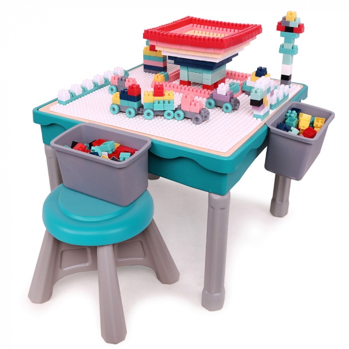 Masa multifunctionala - blocuri de constructie și birou cu scaunel pentru copii [1]