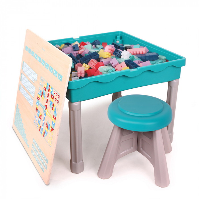 Masa multifunctionala - blocuri de constructie și birou cu scaunel pentru copii [2]