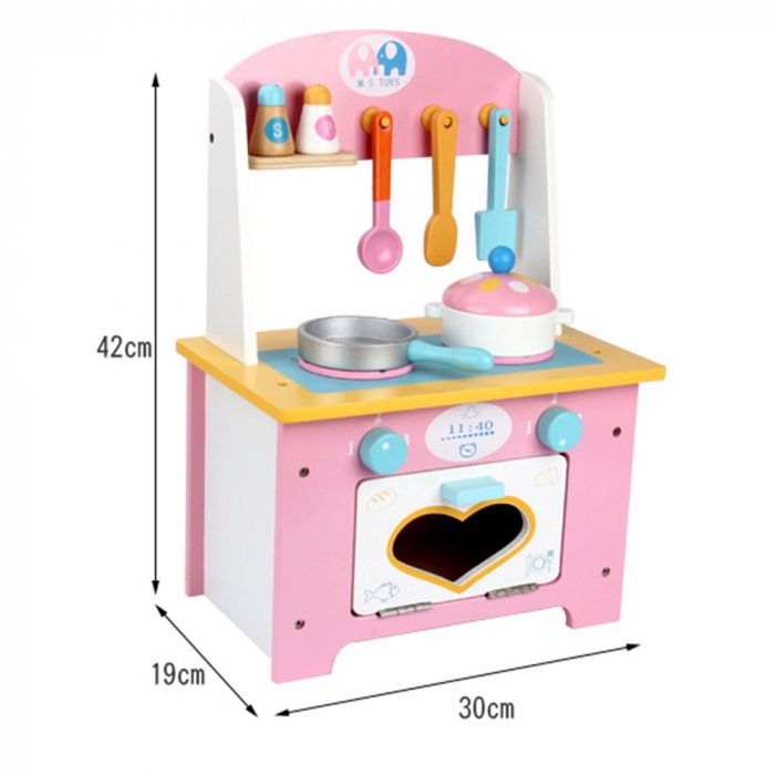 Mini Set de Bucatarie din Lemn Roz cu Accesorii si Inimioara [2]