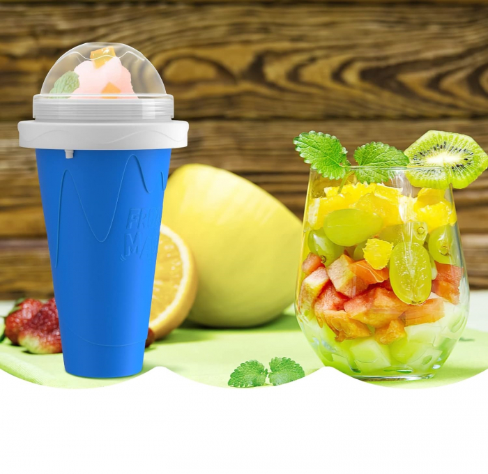 Pahar pentru Facut Slushy, MilkShake si Suc Inghetat - Albastru [9]