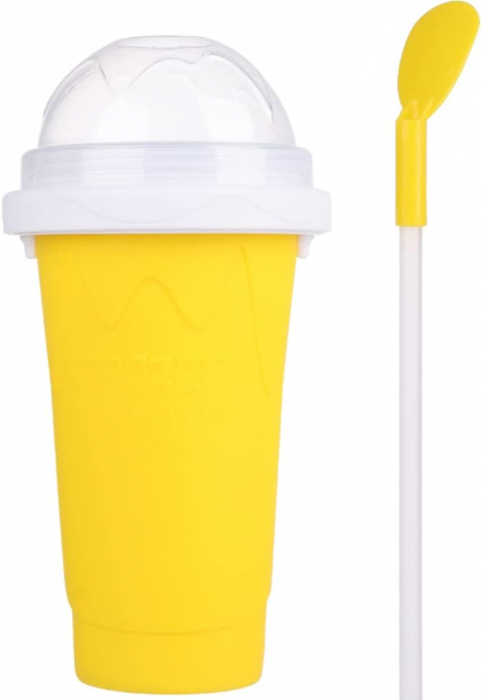 Pahar pentru Facut Slushy, MilkShake si Suc Inghetat - Galben [7]