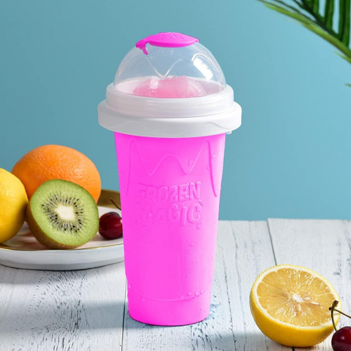 Pahar pentru Facut Slushy, MilkShake si Suc Inghetat - Roz [8]