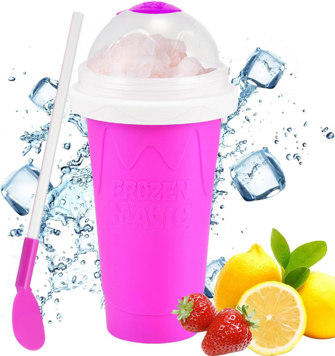 Pahar pentru Facut Slushy, MilkShake si Suc Inghetat - Roz [2]