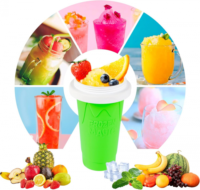 Pahar pentru Facut Slushy, MilkShake si Suc Inghetat - Verde [8]