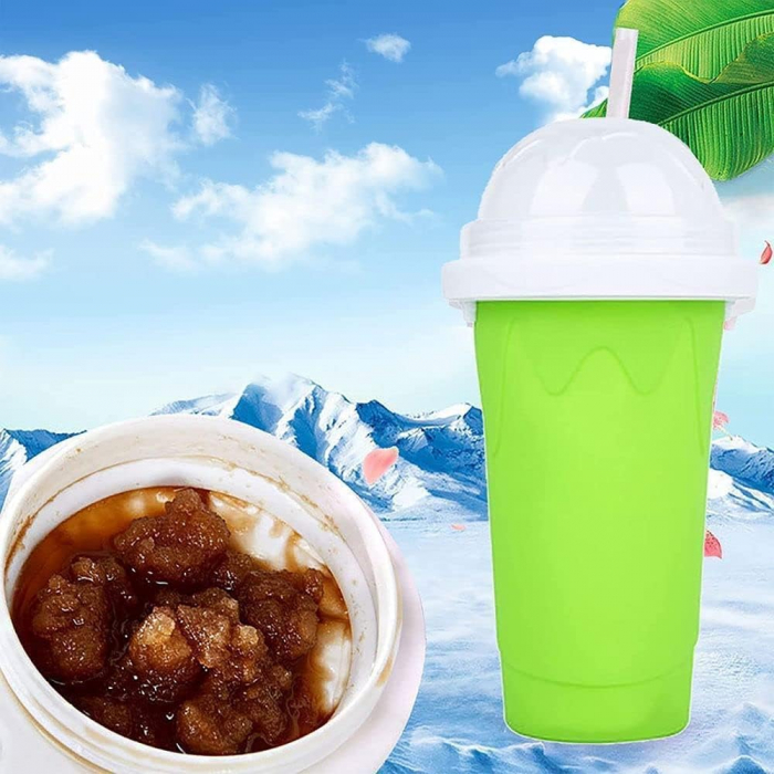 Pahar pentru Facut Slushy, MilkShake si Suc Inghetat - Verde [7]