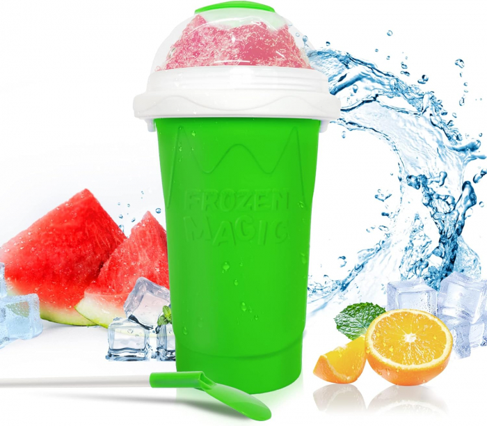 Pahar pentru Facut Slushy, MilkShake si Suc Inghetat - Verde [6]