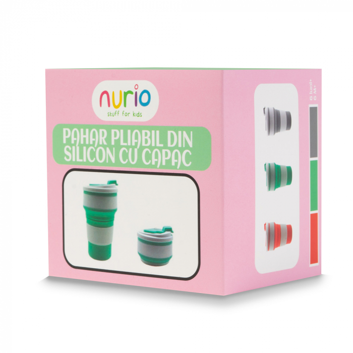 Pahar Pliabil din Silicon cu Capac - Gri [3]