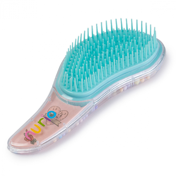 Perie de Par pentru Descalcirea Parului cu Bilute si Desen LOVE 15 cm - Nurio [2]